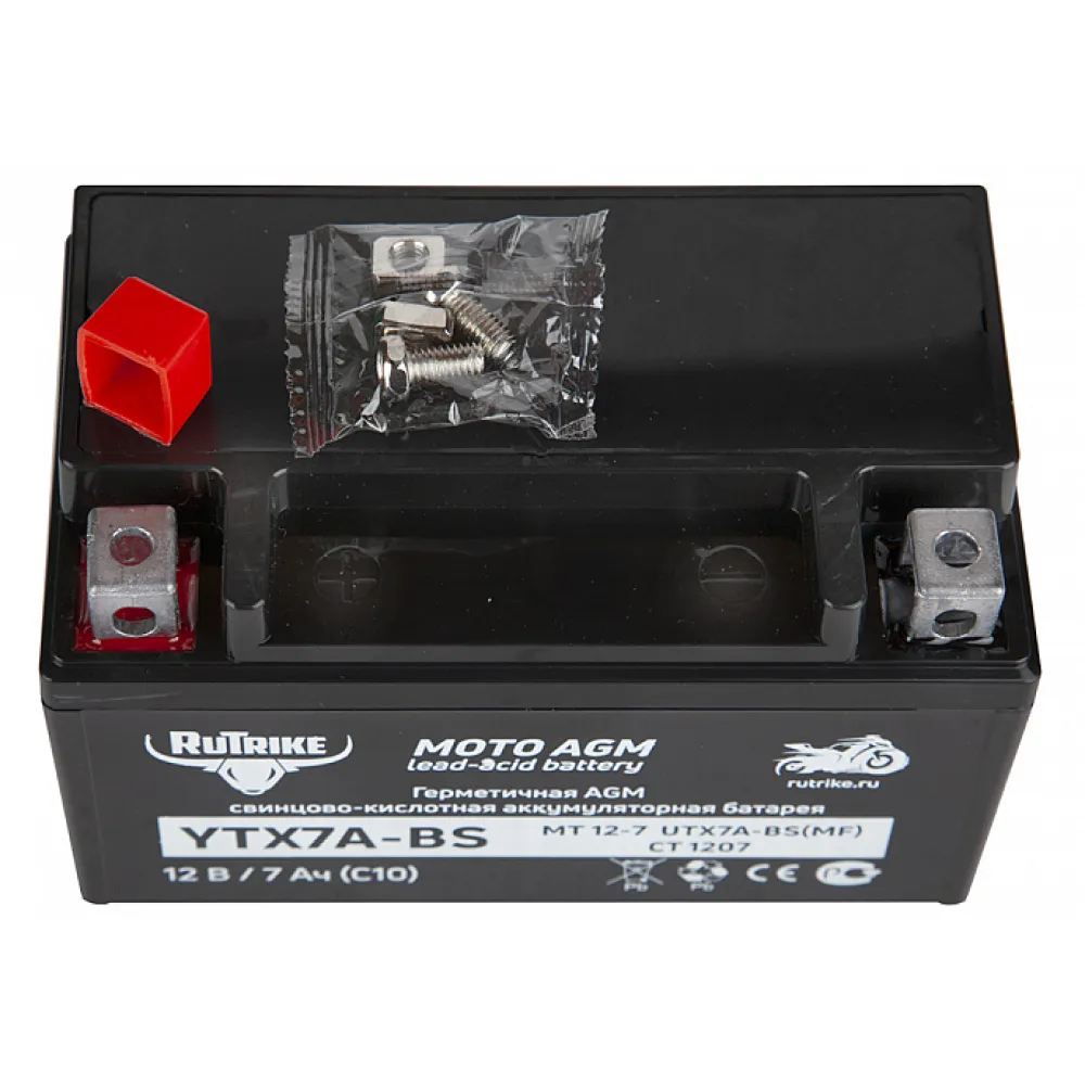 Тяговый стартерный аккумулятор Rutrike YTX7A-BS (12V/7Ah) (UTX7A-BS, CT 1207, MT 12-7) 4